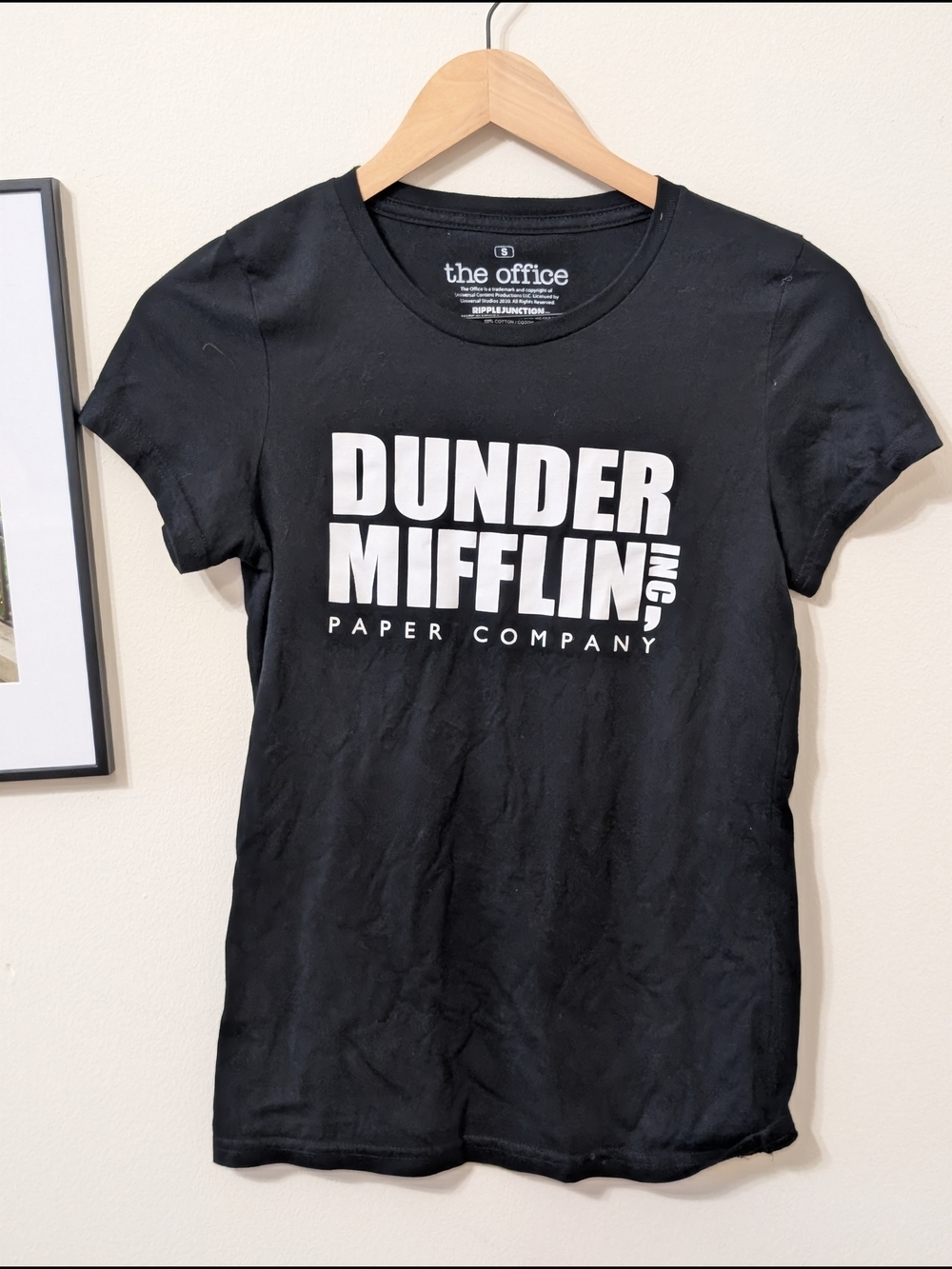 Ripple Junction Black Tee with White 'the office' Tag Print